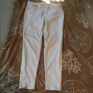White Zara Jeans with Moto Details & Zip Ankles